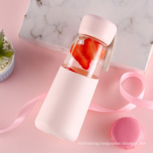 Creative Cartoon Double Layer Glass Cute Portable Hand with Lid Beware of Hot Girl Student Water Cup